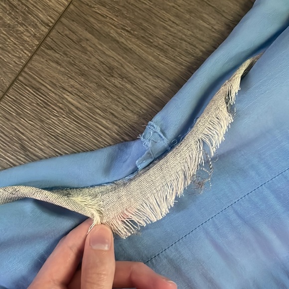 As-Is VTG 40s/50s Era Cornflower Blue Short Sleeve  Wiggle Dress Bow Like Detail - Picture 13 of 16